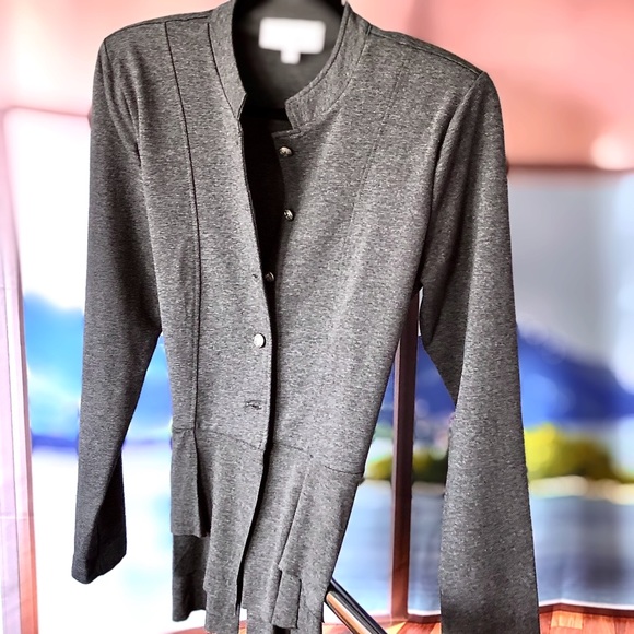 Military style gray utility jacket Peplum top NEW - Picture 2 of 4